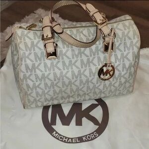 Michael Kors Cream Monogram Satchel